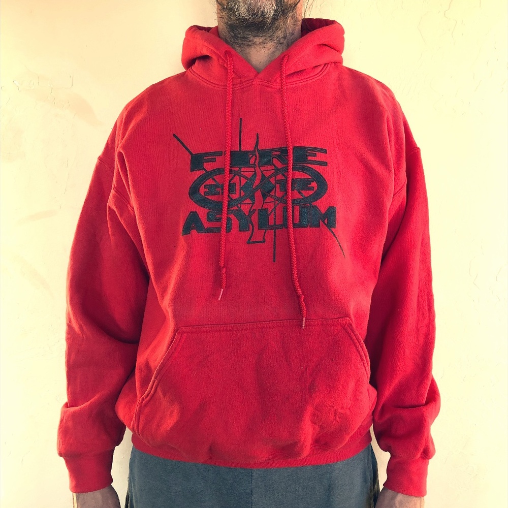 Red Men's Hoodie Sweatshirt - Custom Design Gildan